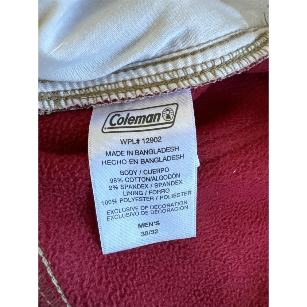 Coleman Red Fleece Lined Carpenter 38x32 Work Pants Khaki Tan Stretch Men's - Picture 6 of 7